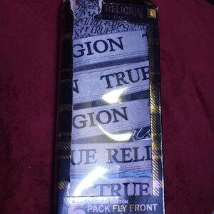 True Religion Light Blue Boxer Briefs with Navy Logo - 6 Pack